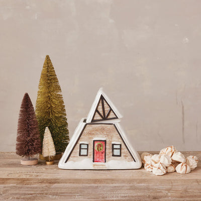 Stoneware Cabin Shaped Container with Lid&nbsp;