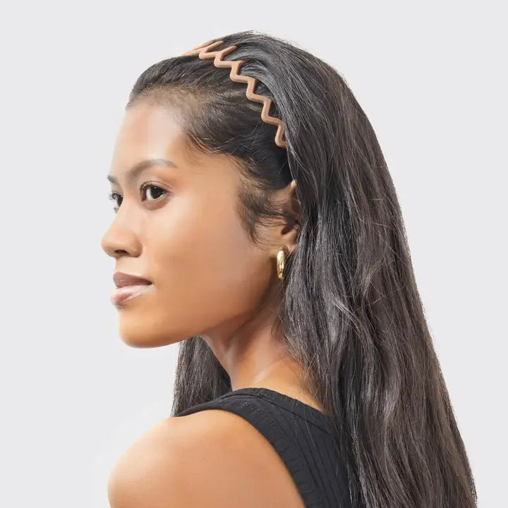 RECYCLED PLASTIC ZIG ZAG HEADBAND 2PC - NEUTRAL