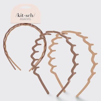 RECYCLED PLASTIC ZIG ZAG HEADBAND 2PC - NEUTRAL