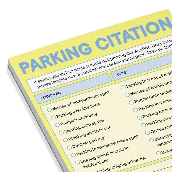 PARKING CITATION NIFTY NOTE PAD (PASTEL VERSION)