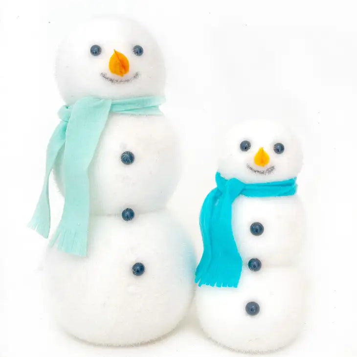 FLOCKED SNOWMAN DECORATIONS 12" - MINT
