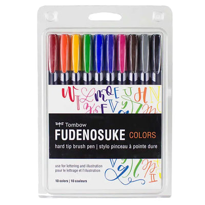 FUDENOSUKE COLORS CALLIGRAPHY BRUSH PENS - 10-PACK