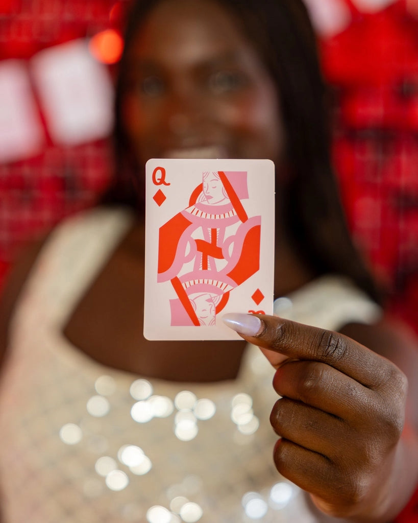 Pink and Red Lucky in Love Playing Cards