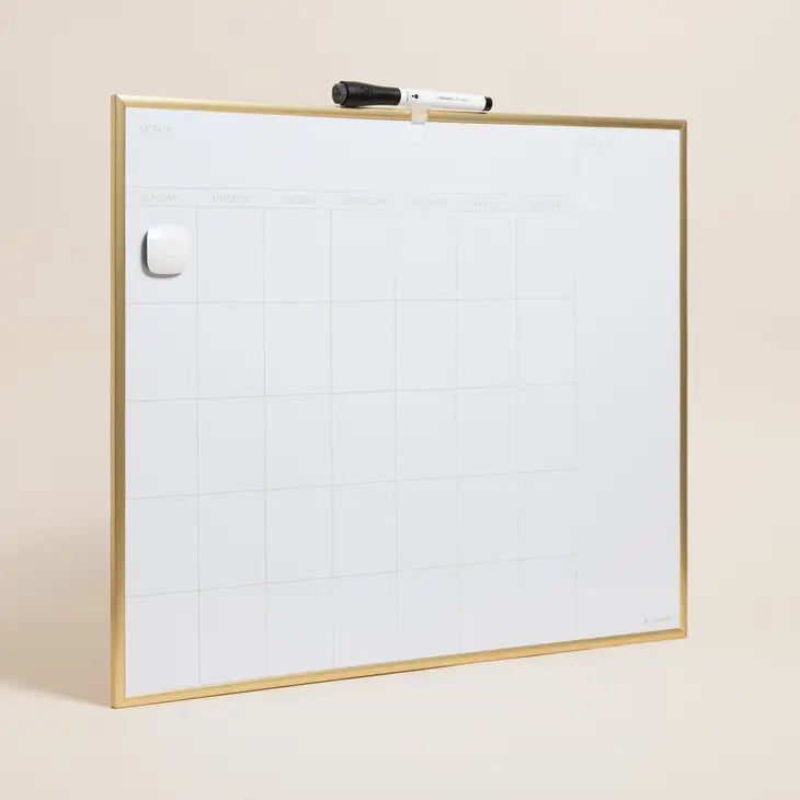 MAGNETIC MONTHLY CALENDAR GOLD FRAMED DRY ERASE BOARD - 16"X20"