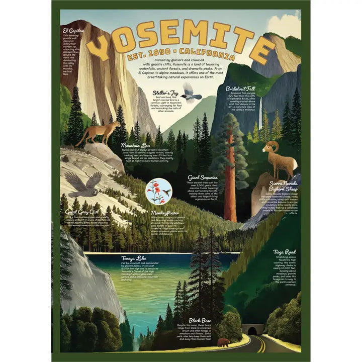 Yosemite Puzzle – 500 Pc Tube with Vintage Illustrations