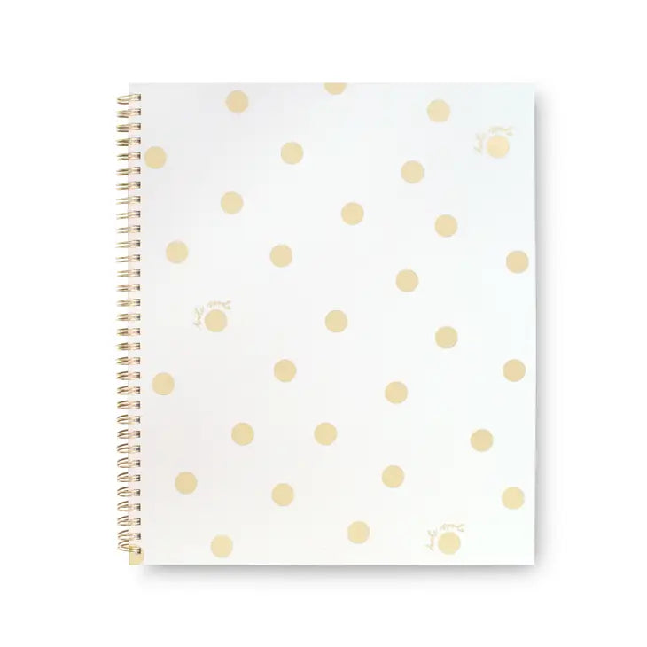 GOLD DOT WITH SCRIPT LARGE SPIRAL NOTEBOOK