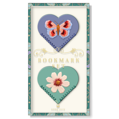 Embroidered Hearts Corner Bookmark Set of 2
