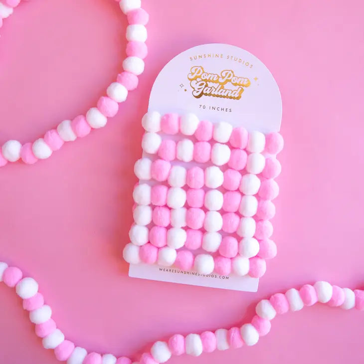 POM POM GARLAND - BABY PINK
