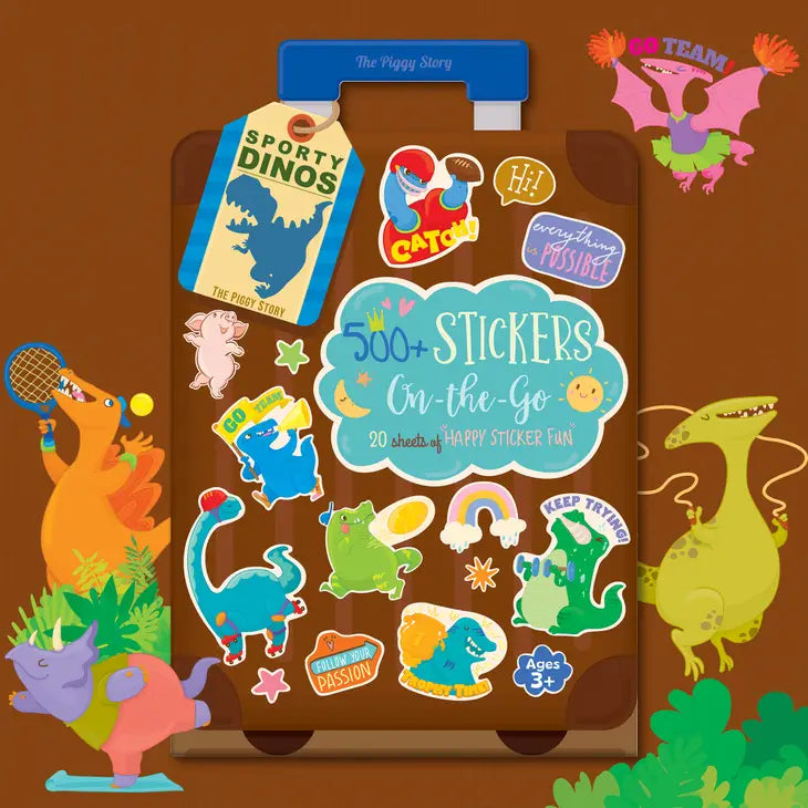 500+ STICKERS ON-THE-GO - SPORTY DINOS