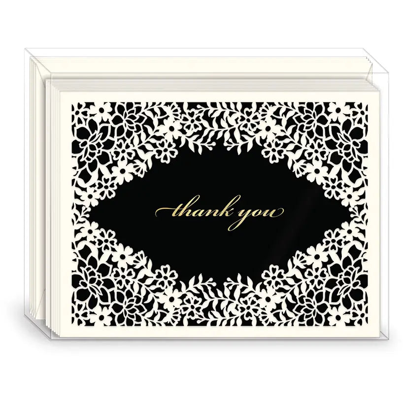 Laser Cut Note Card Set of 10 -Cream Border