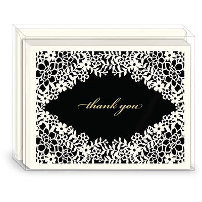 Laser Cut Note Card Set of 10 -Cream Border