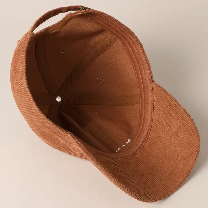 Mama Embroidered Corduroy Baseball Cap