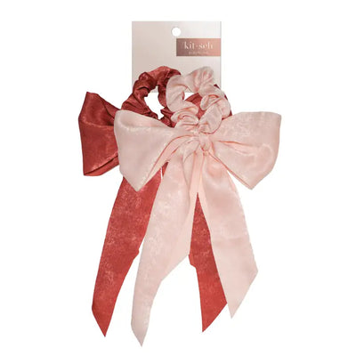 Satin Scarf Scrunchies - Blush/Mauve