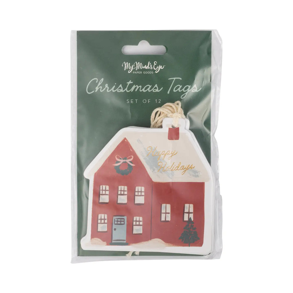 Red House Shaped Christmas Gift Tags