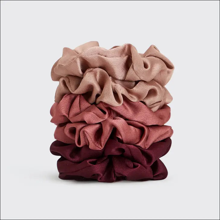 Holiday Satin Scrunchies 6pc - Mulberry Spice