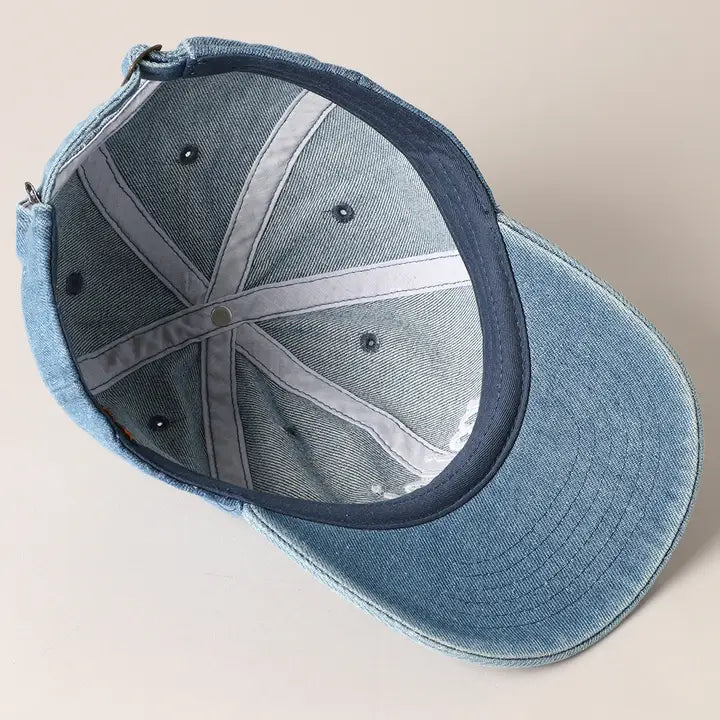 Mom Embroidery Cap - Light Denim