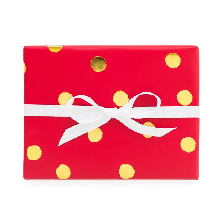 Gift Wrap Single Sheets, Red with Gold Dot