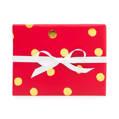 Gift Wrap Single Sheets, Red with Gold Dot