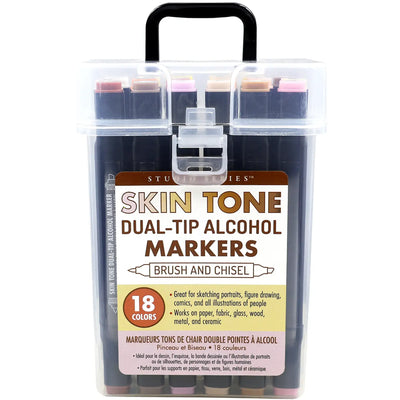 Studio Series Dual-Tip Skin Tone Alcohol Markers (Set of 18 Colors)