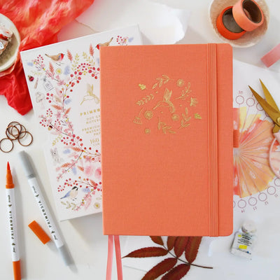 'Hummingbird' Peach – Watercolor Dot Grid Journal A5