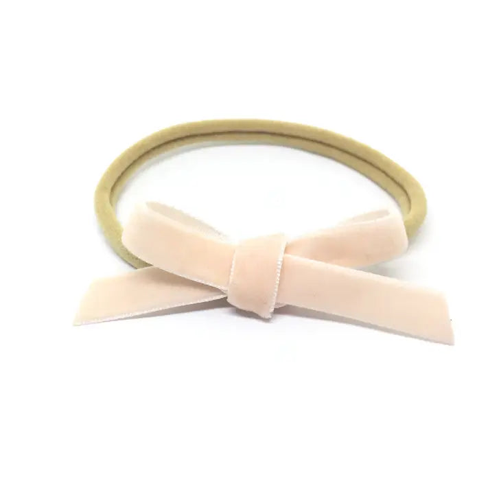 BLUSH PINK DAINTY VELVET HAIR BOW