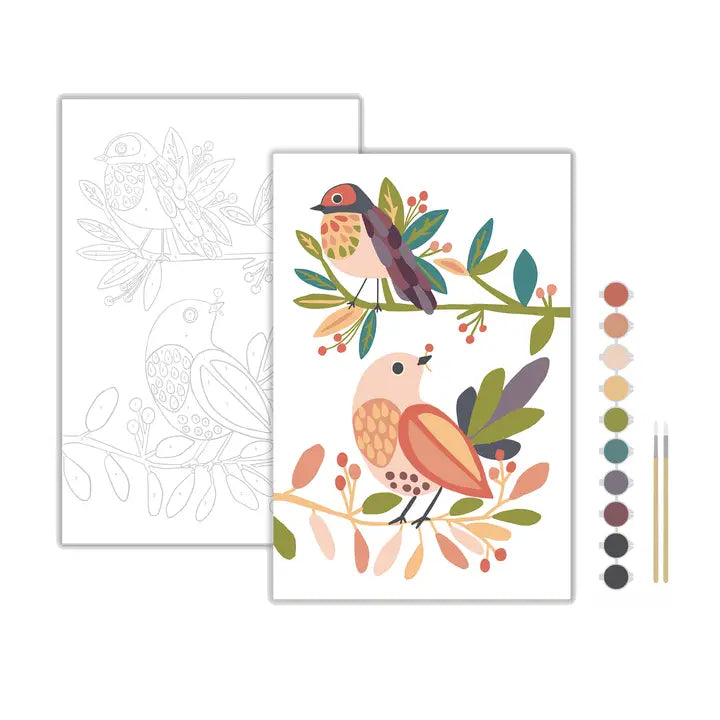 Birds on a branch paint by number kit