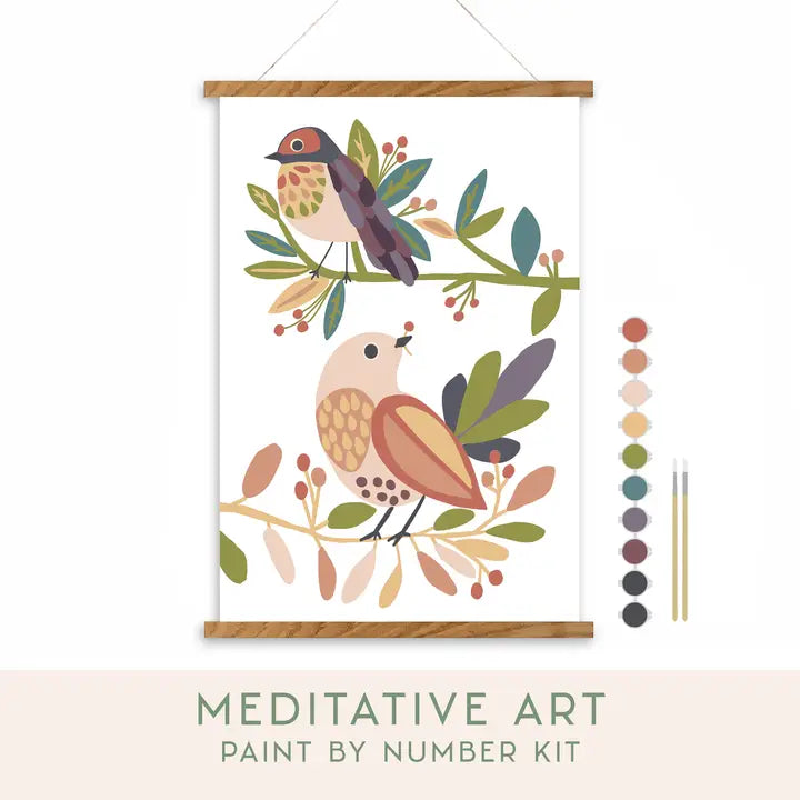 Birds on a branch paint by number kit