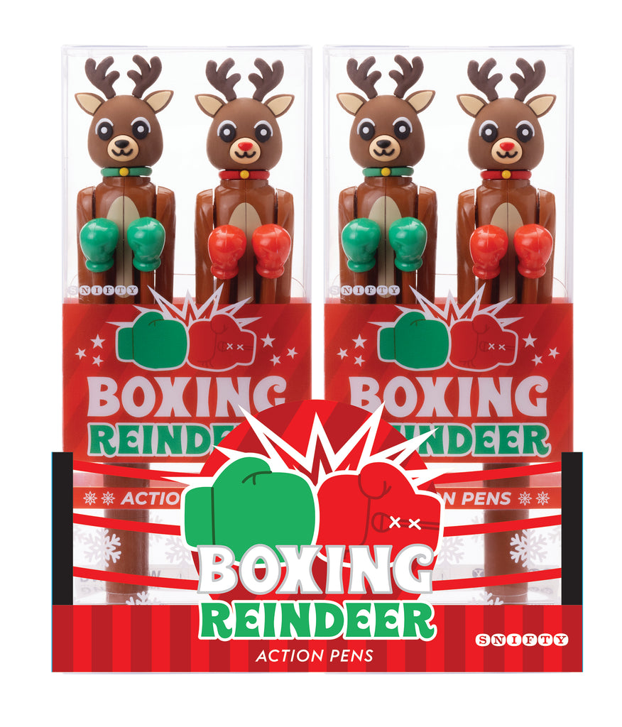 Boxing Raindeer Action Pens - Set of 2