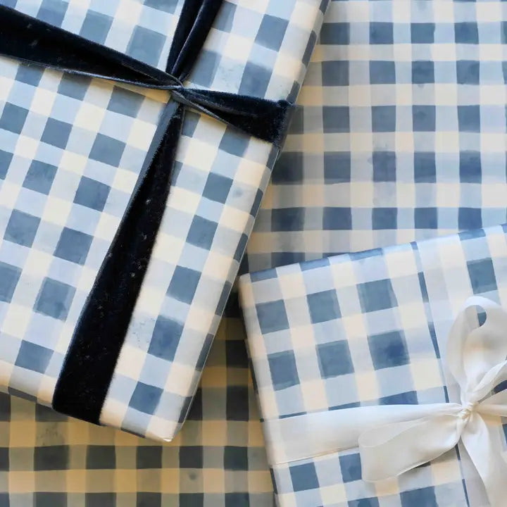 Bramble Blue Gingham Gift Wrap