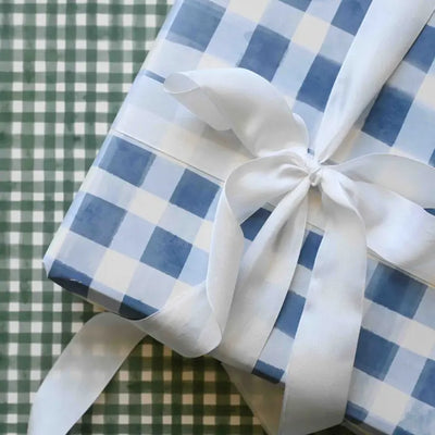 Bramble Blue Gingham Gift Wrap