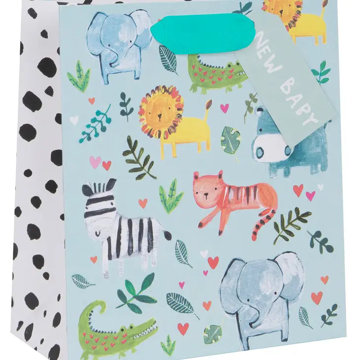 MEDIUM BABY ANIMALS BLUE GIFT BAG