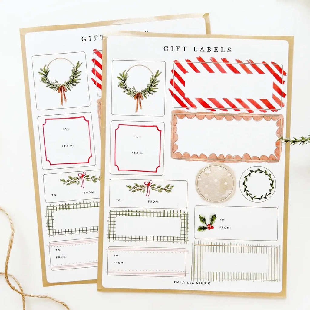 Christmas Gift Tag Label Sticker Sheets