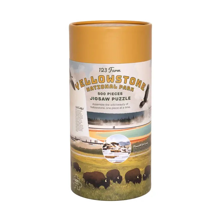 Yellowstone Puzzle – 500 Pc Tube with Vintage Illustrations