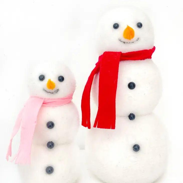 FLOCKED SNOWMAN DECORATIONS 12" - RED