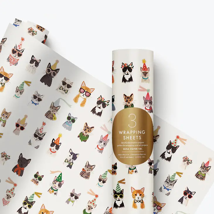 ROLL OF 3 COOL CATS WRAPPING SHEETS