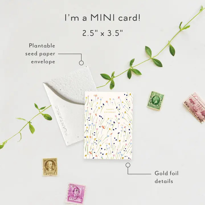 Plantable Card - Sweetest Stems Sprout - Birthday Mini Greet Card (2.5"x3.5")