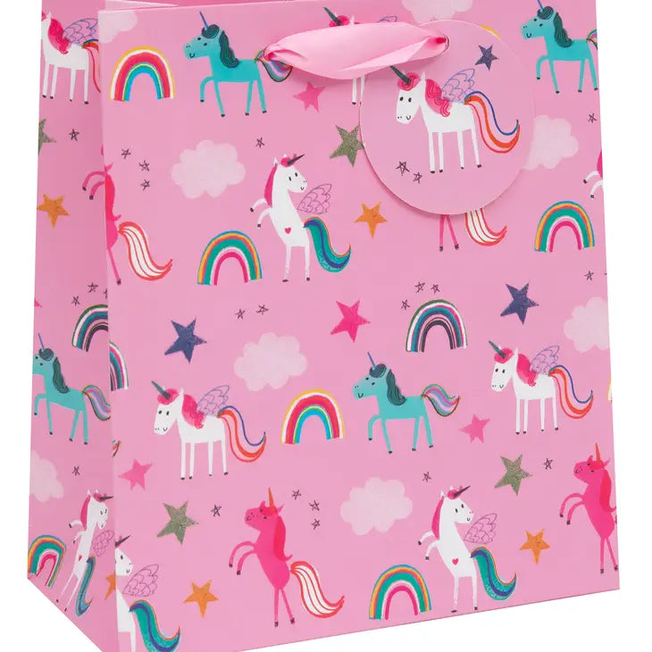 MEDIUM UNICORNS PINK GIFT BAG