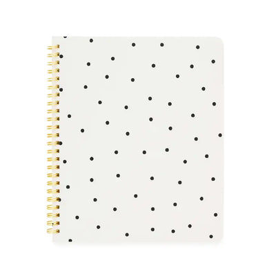 SPIRAL NOTEBOOK - CREAM + BLACK SCATTER DOT