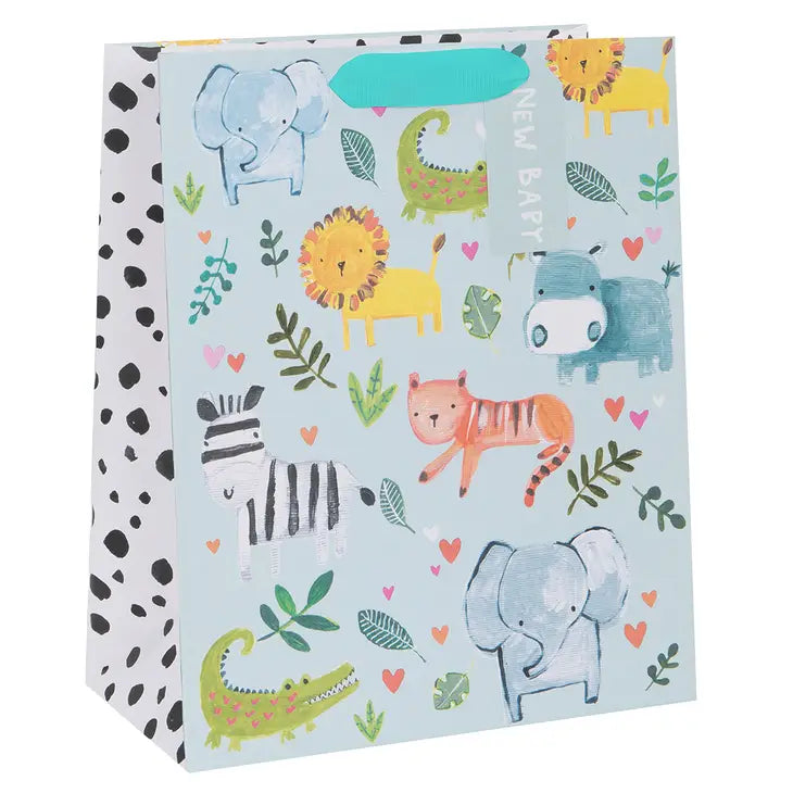 LARGE BABY ANIMALS BLUE GIFT BAG