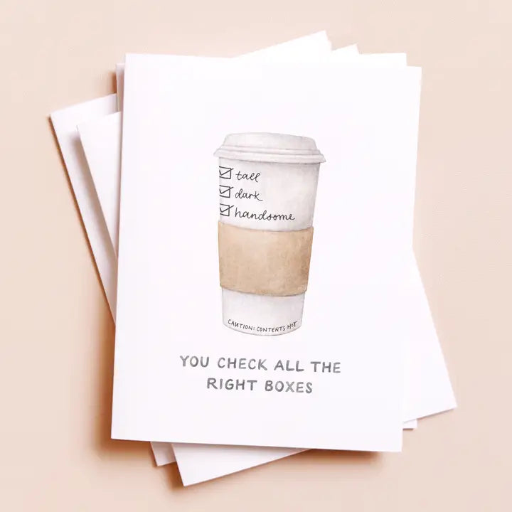 Tall, Dark, and Handsome — Coffee Pun Love Card