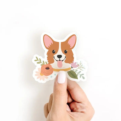 Corgi Floral Sticker