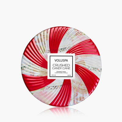 Voluspa Crushed Candy Cane, Tin Candle