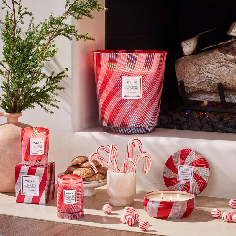 Voluspa Crushed Candy Cane, Tin Candle