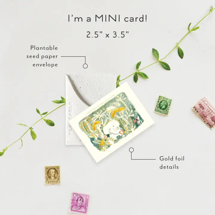 Plantable Card - Elephant Love Sprout - Baby Mini Greet 2.5 X 3.5
