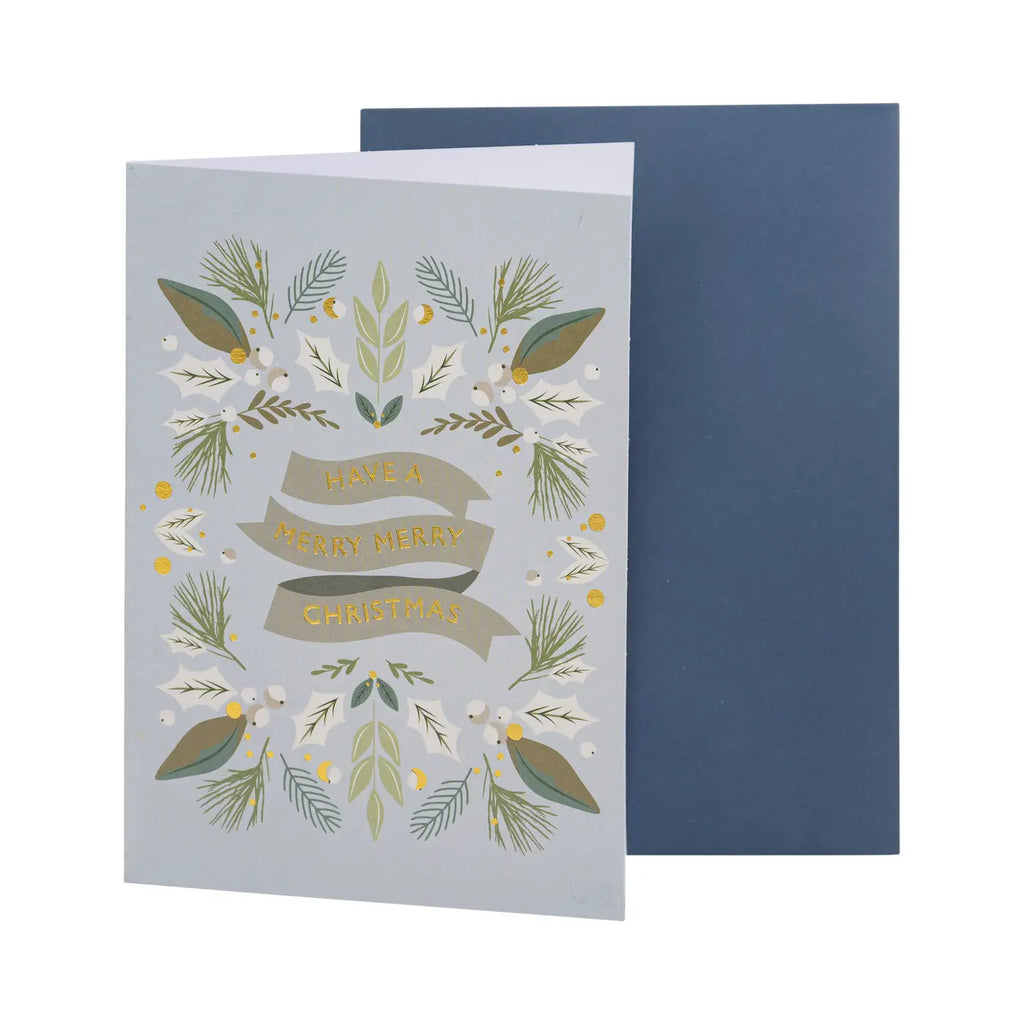 Merry Christmas Boxed Card Set - Blue
