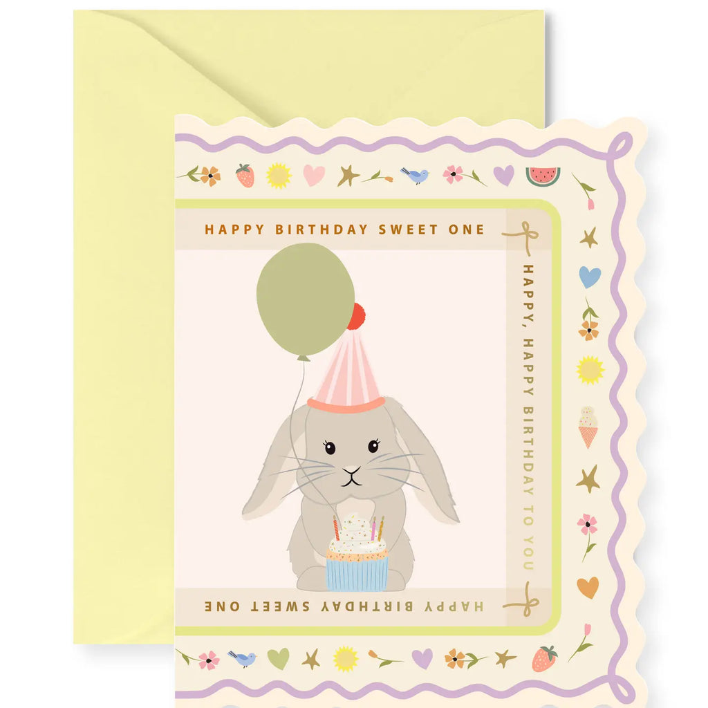 Birthday Bunny Scallop Greeting Card