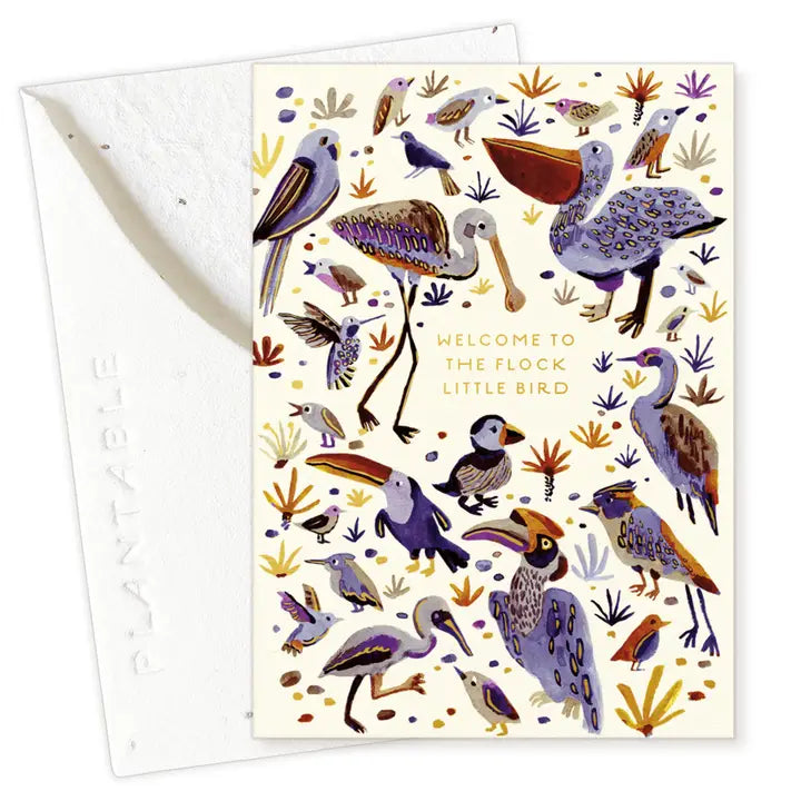Plantable Card - Little Bird Sprout - Baby Mini Greeting Card (2.5" X 3.5")