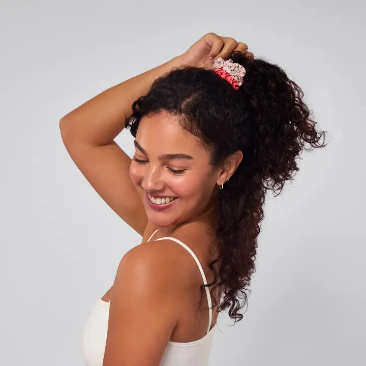 Rushed Satin Scrunchies 5pc Set - Assorted Cherry Blossom