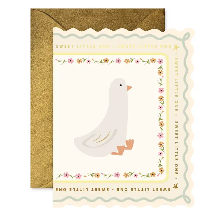 Sweet Little Goose Scallop Greeting Card
