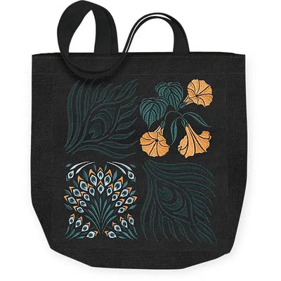 Embroidered Tote Nightshade Grid